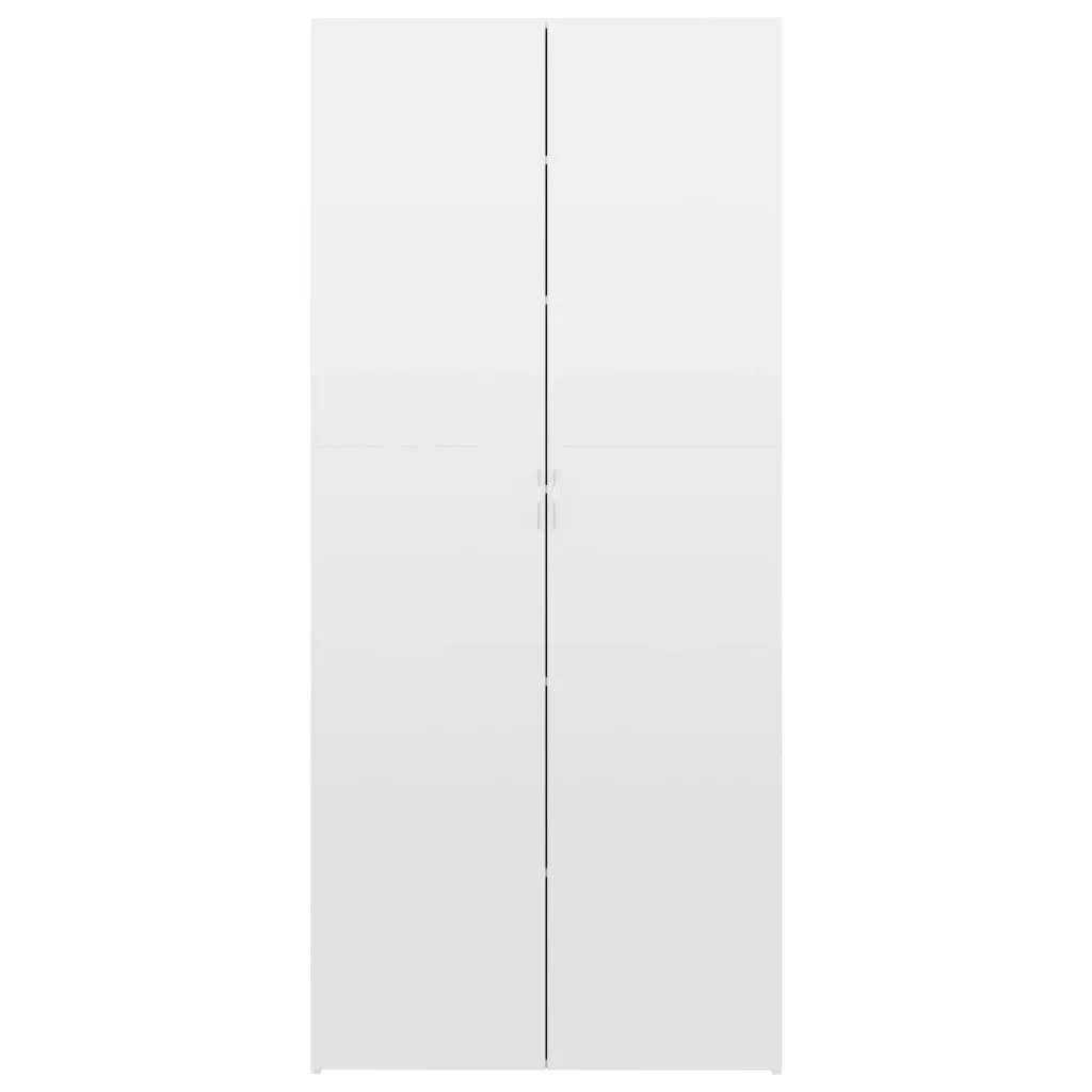 Shoe Cabinet High Gloss White 80x35.5x180 cm Engineered Wood