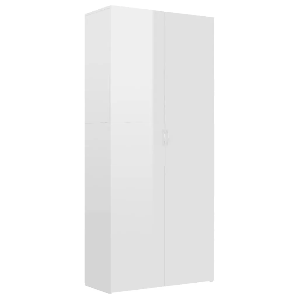 Shoe Cabinet High Gloss White 80x35.5x180 cm Engineered Wood