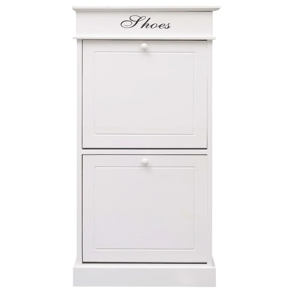 Shoe Cabinet White 50x28x98 cm Paulownia Wood