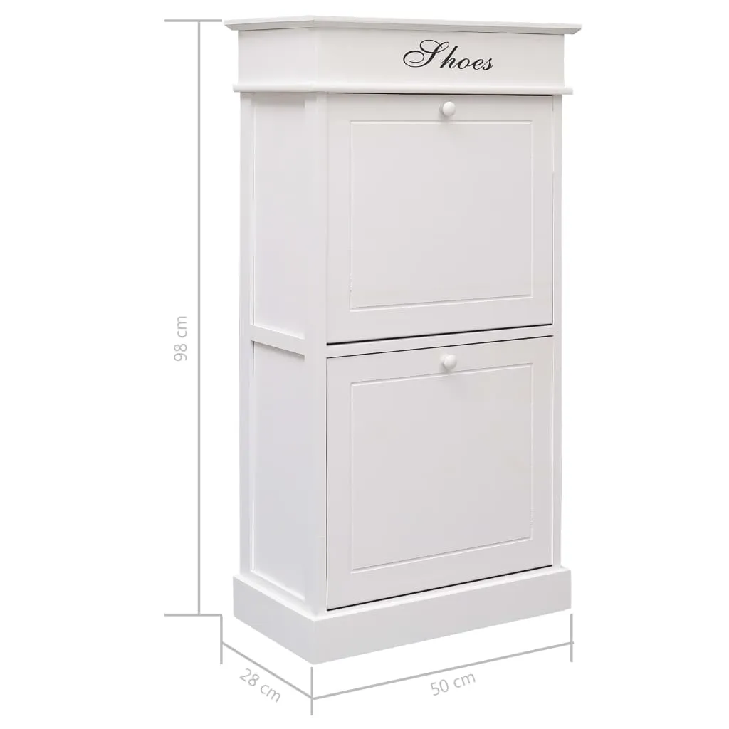 Shoe Cabinet White 50x28x98 cm Paulownia Wood