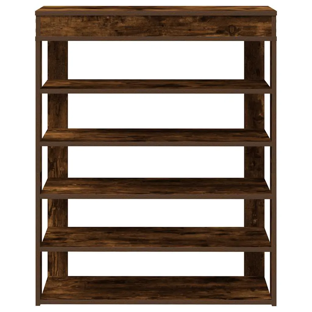 Shoe Rack Smoked Oak 80x30x98 cm Engineered Wood