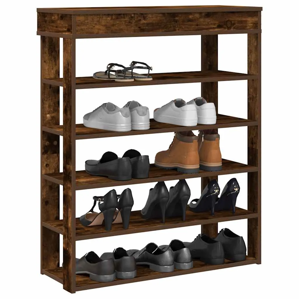 Shoe Rack Smoked Oak 80x30x98 cm Engineered Wood