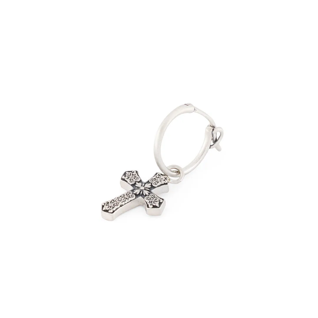 Silver Gothic Cross Earring