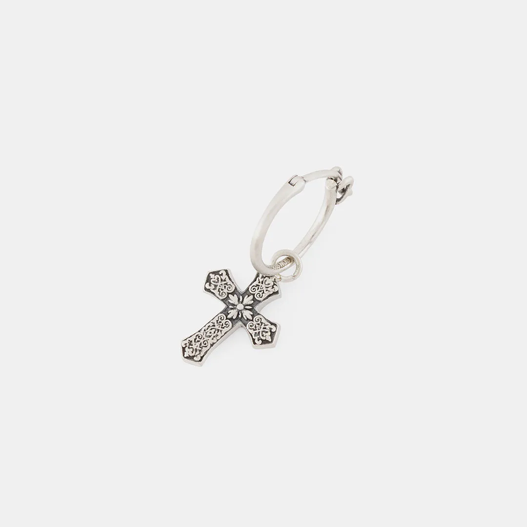 Silver Gothic Cross Earring