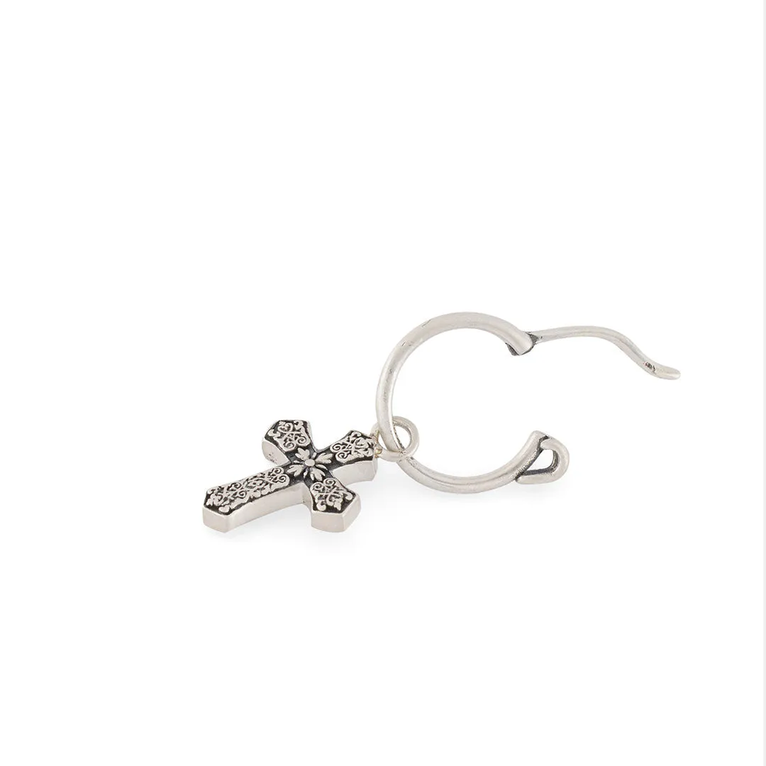 Silver Gothic Cross Earring