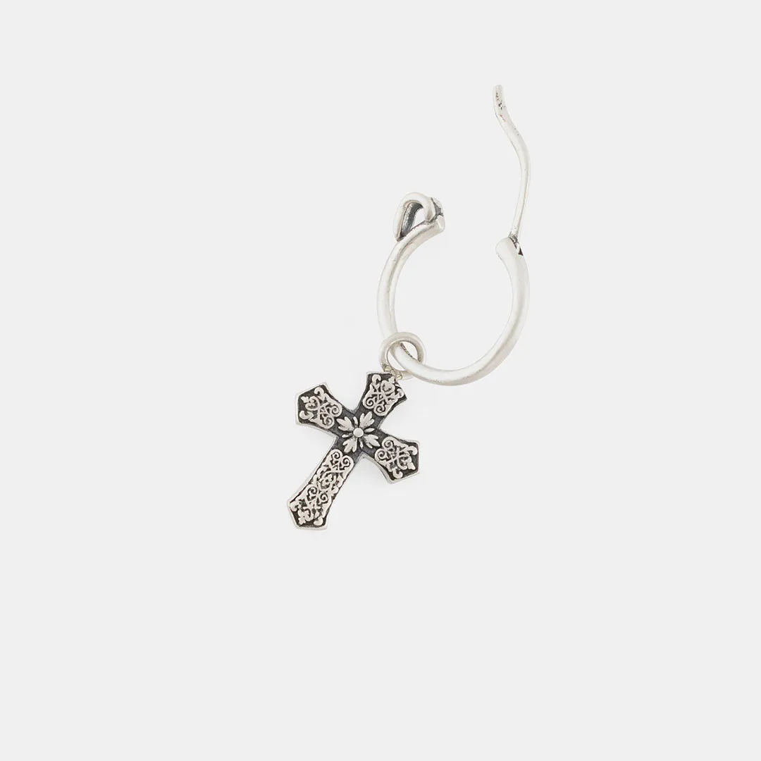 Silver Gothic Cross Earring