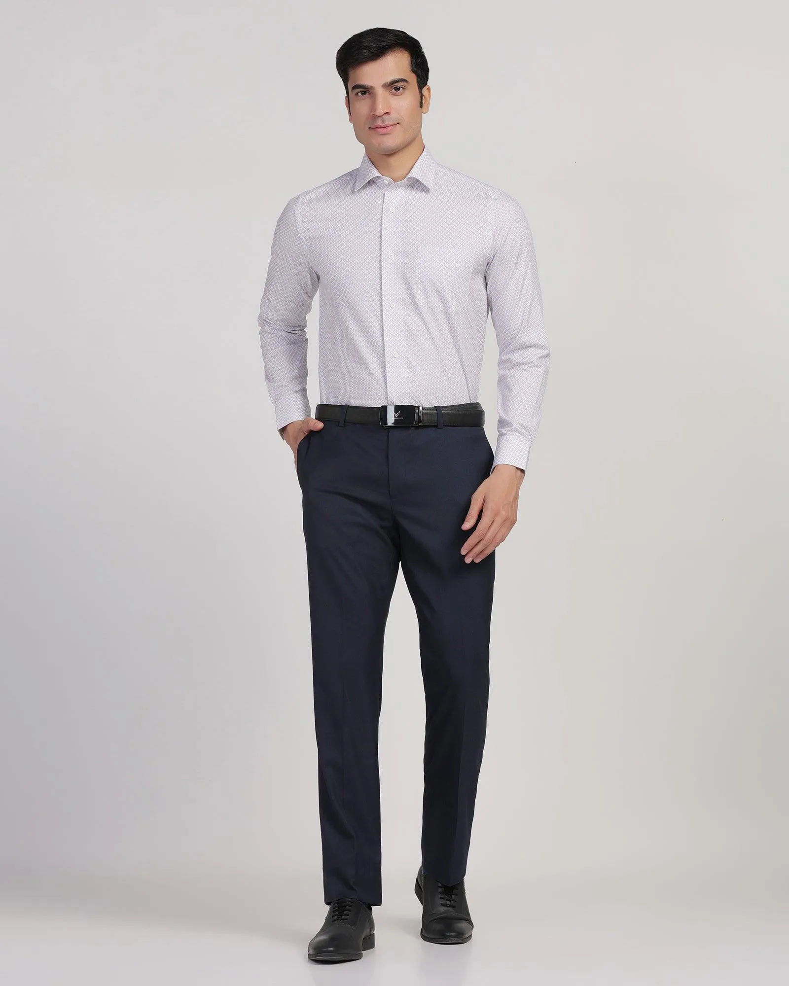 Slim Comfort B-95 Formal Blue Textured Trouser - Passion