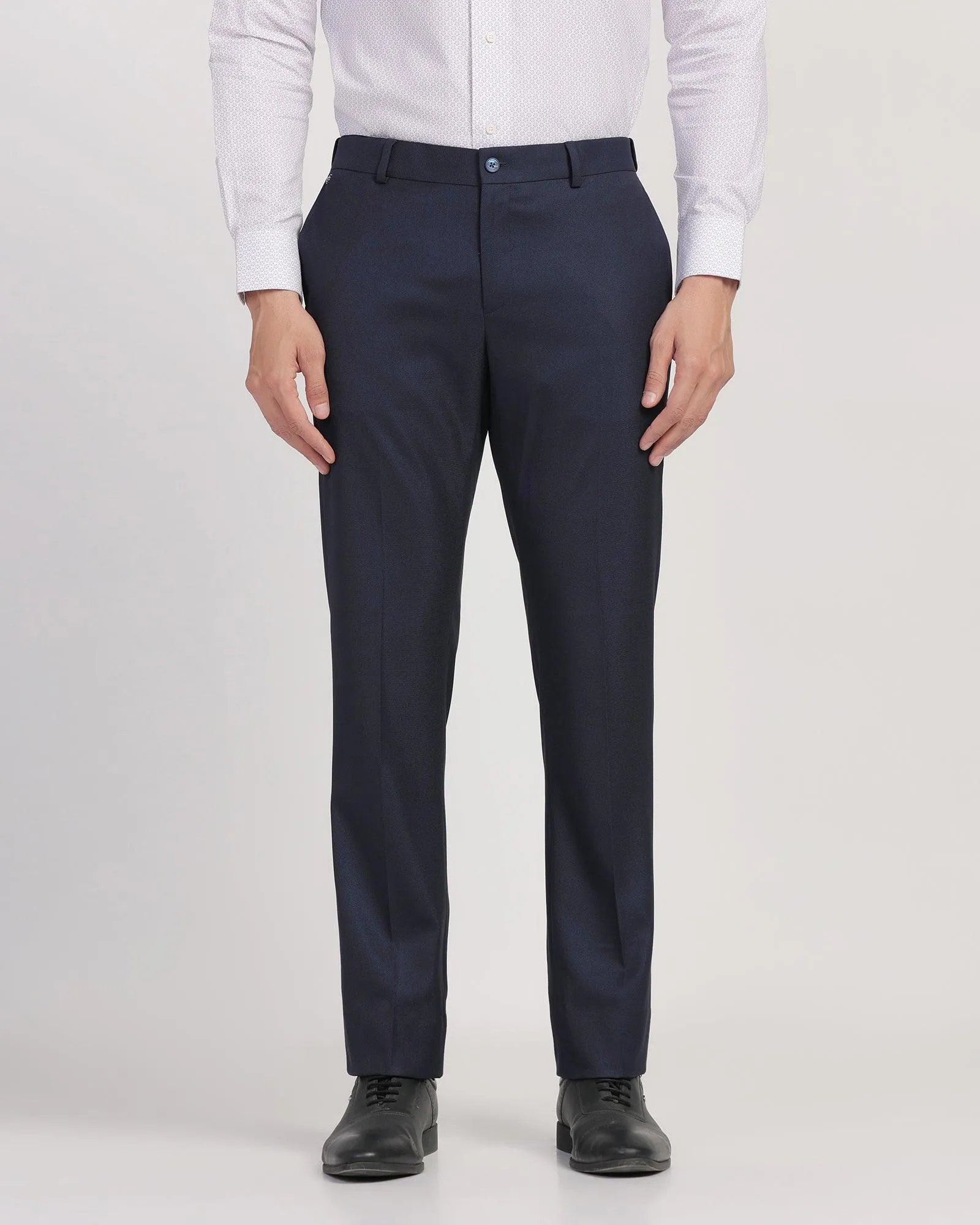 Slim Comfort B-95 Formal Blue Textured Trouser - Passion