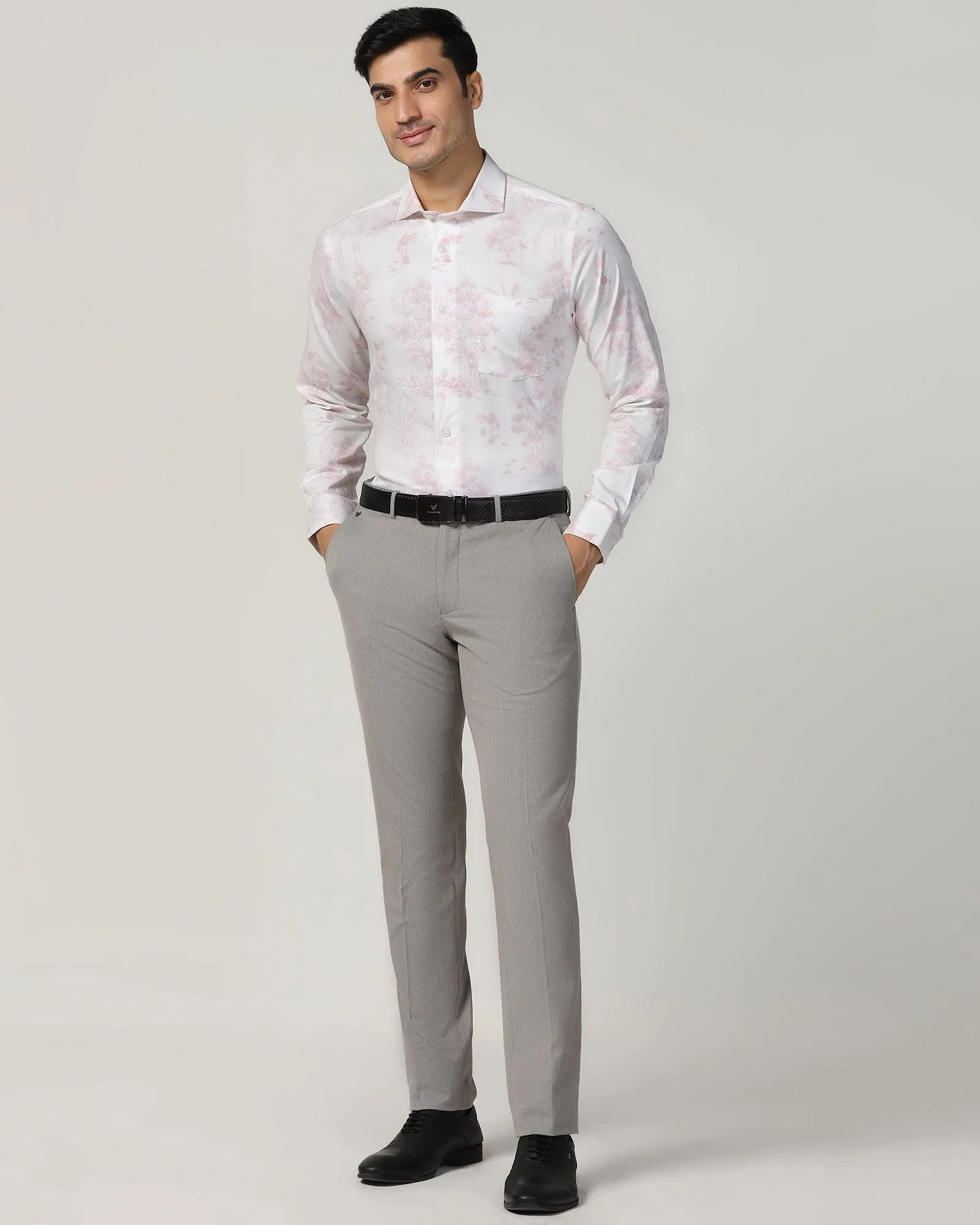 Slim Fit B-91 Formal Grey Textured Trouser - Beetle