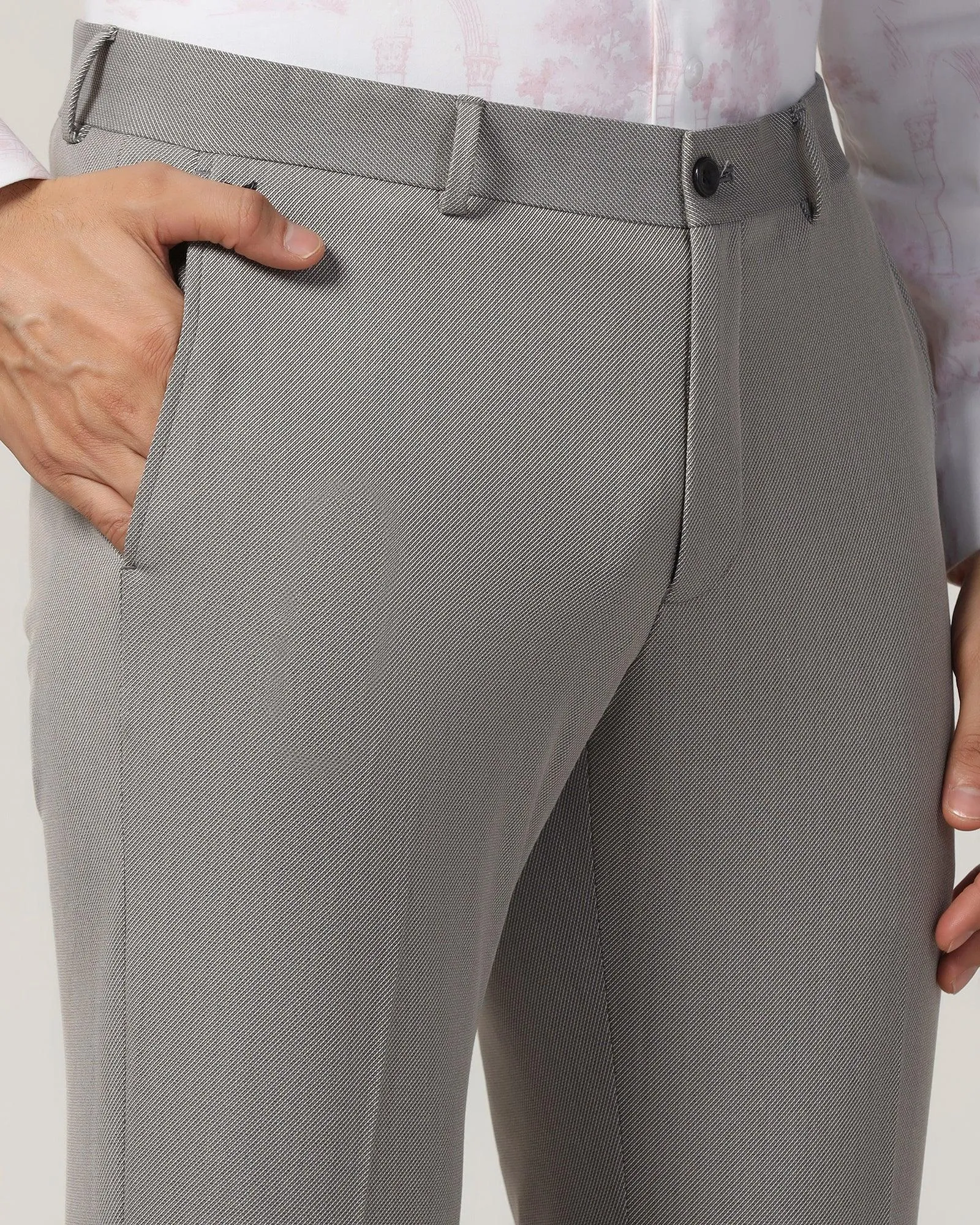 Slim Fit B-91 Formal Grey Textured Trouser - Beetle