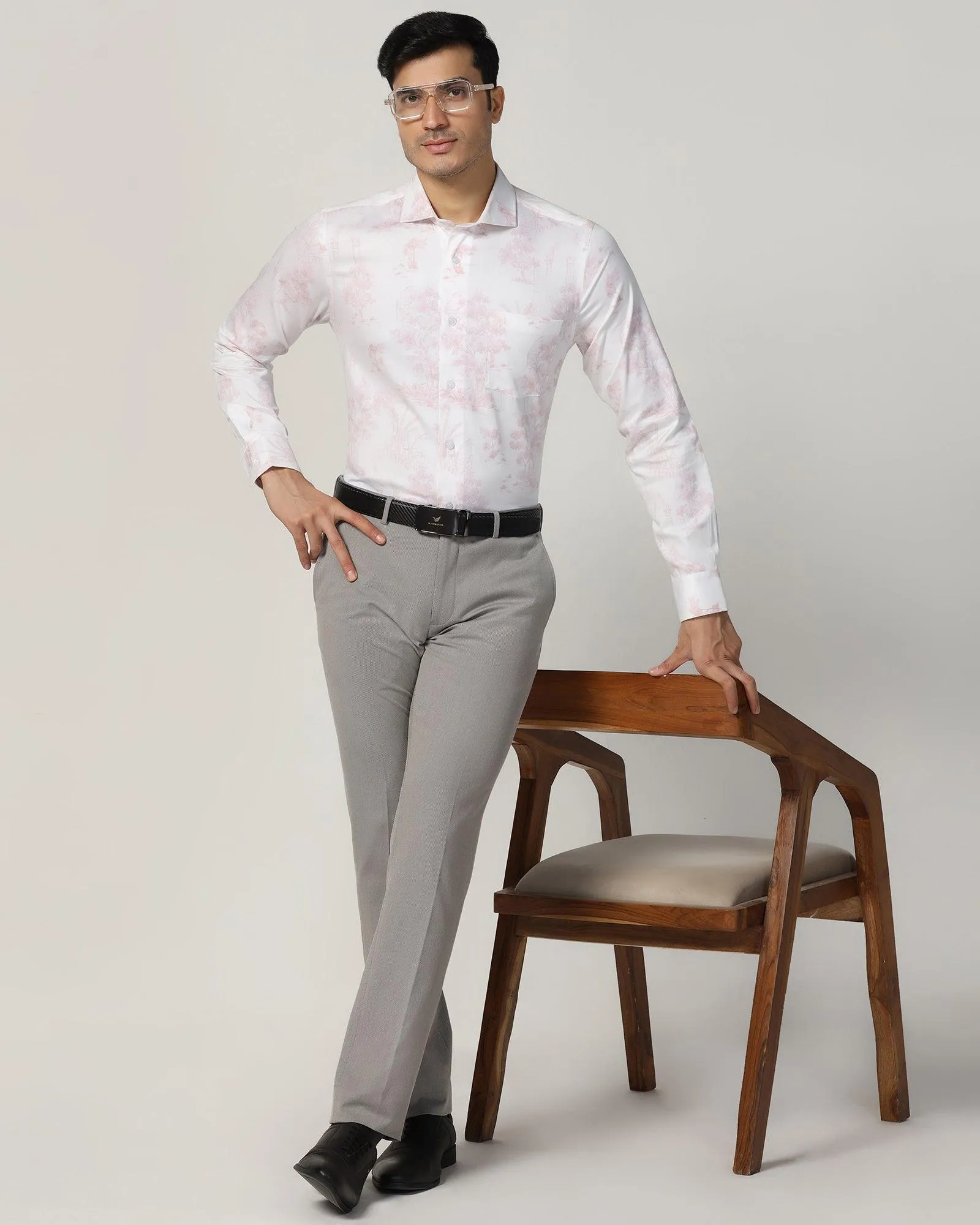 Slim Fit B-91 Formal Grey Textured Trouser - Beetle