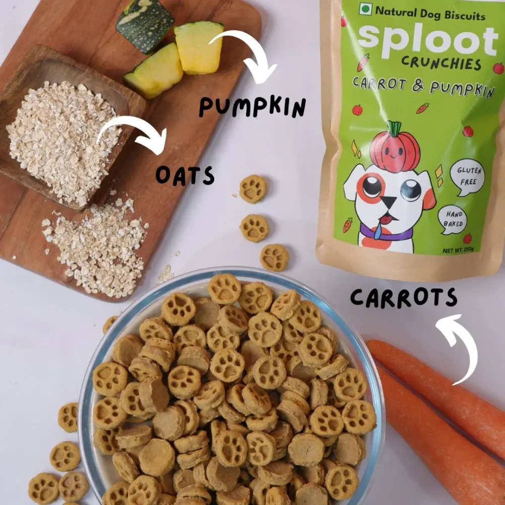 Sploot Crunchies Carrot and Pumpkin 100% Human Grade Biscuits Dog Treats