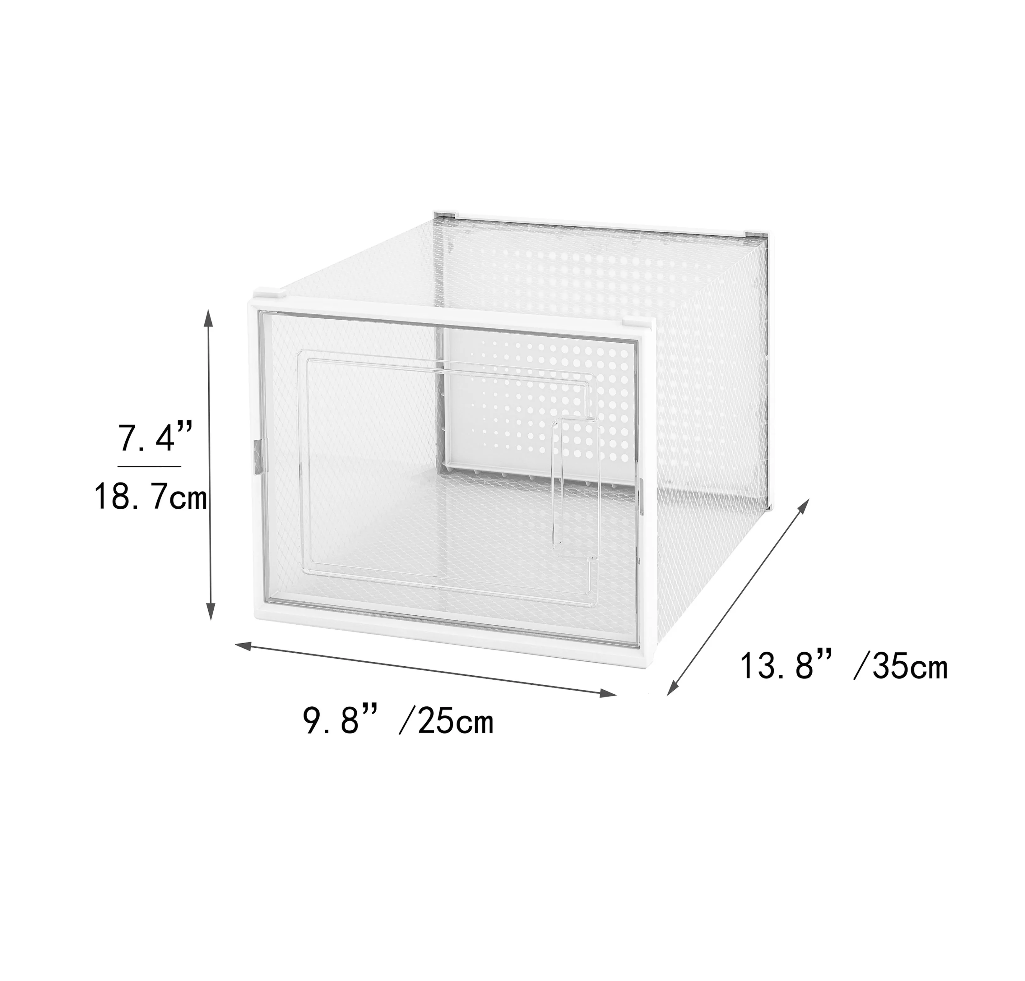 Stackable Shoe Boxes, 12 Plastic Drawers with Door, Transparent White