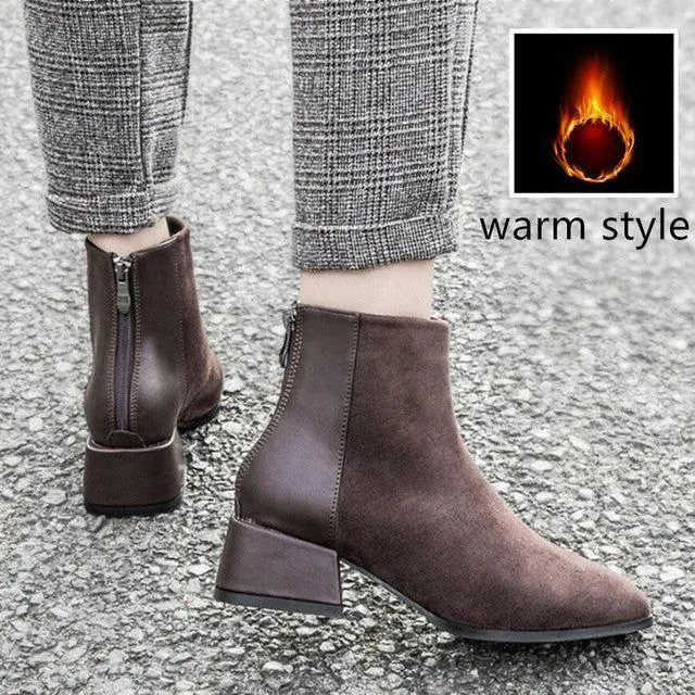 Suede Women's Casual Shoes GCSSOK29 High Heel Short Ankle Boots