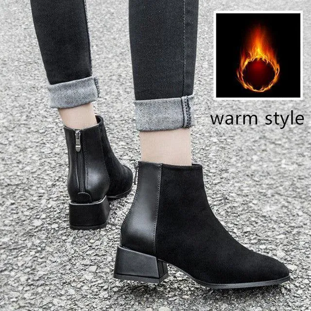 Suede Women's Casual Shoes GCSSOK29 High Heel Short Ankle Boots