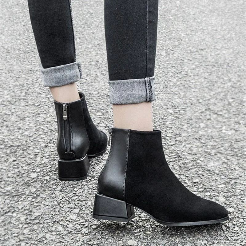 Suede Women's Casual Shoes GCSSOK29 High Heel Short Ankle Boots