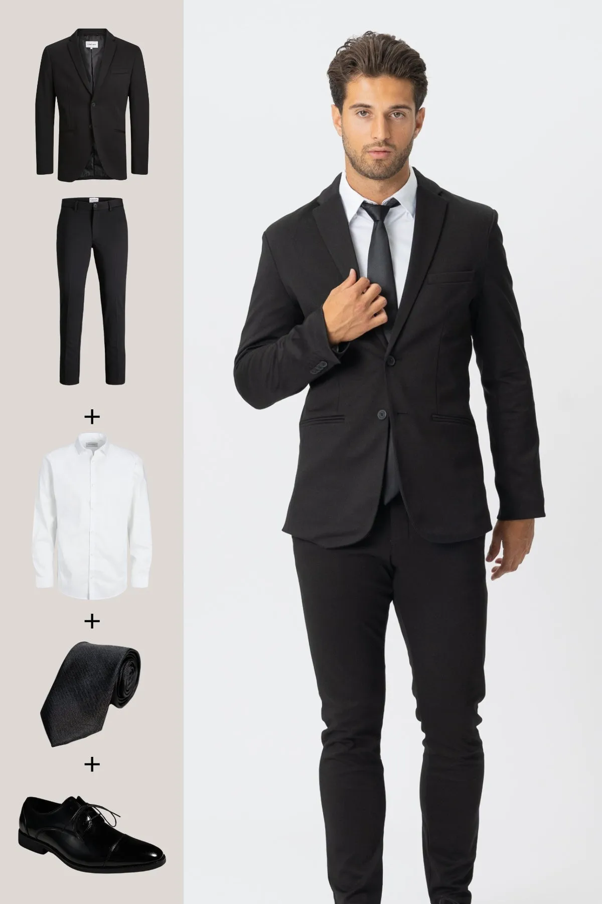 The Original Performance Suit (Black)   Shirt, Tie & Derby Shoes - Package Deal