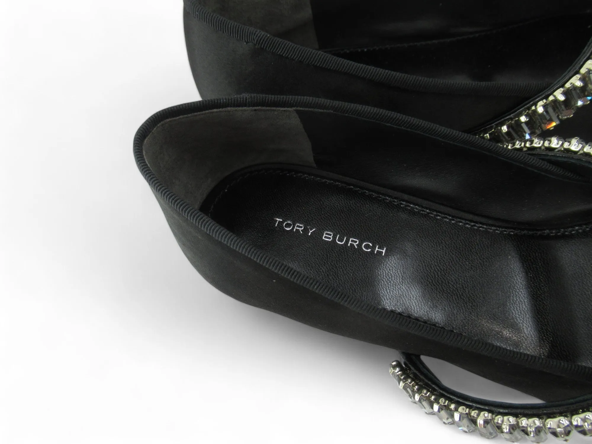 Tory Burch UK 4.5 Black Diamante Flat Shoes Womenswear | Preloved