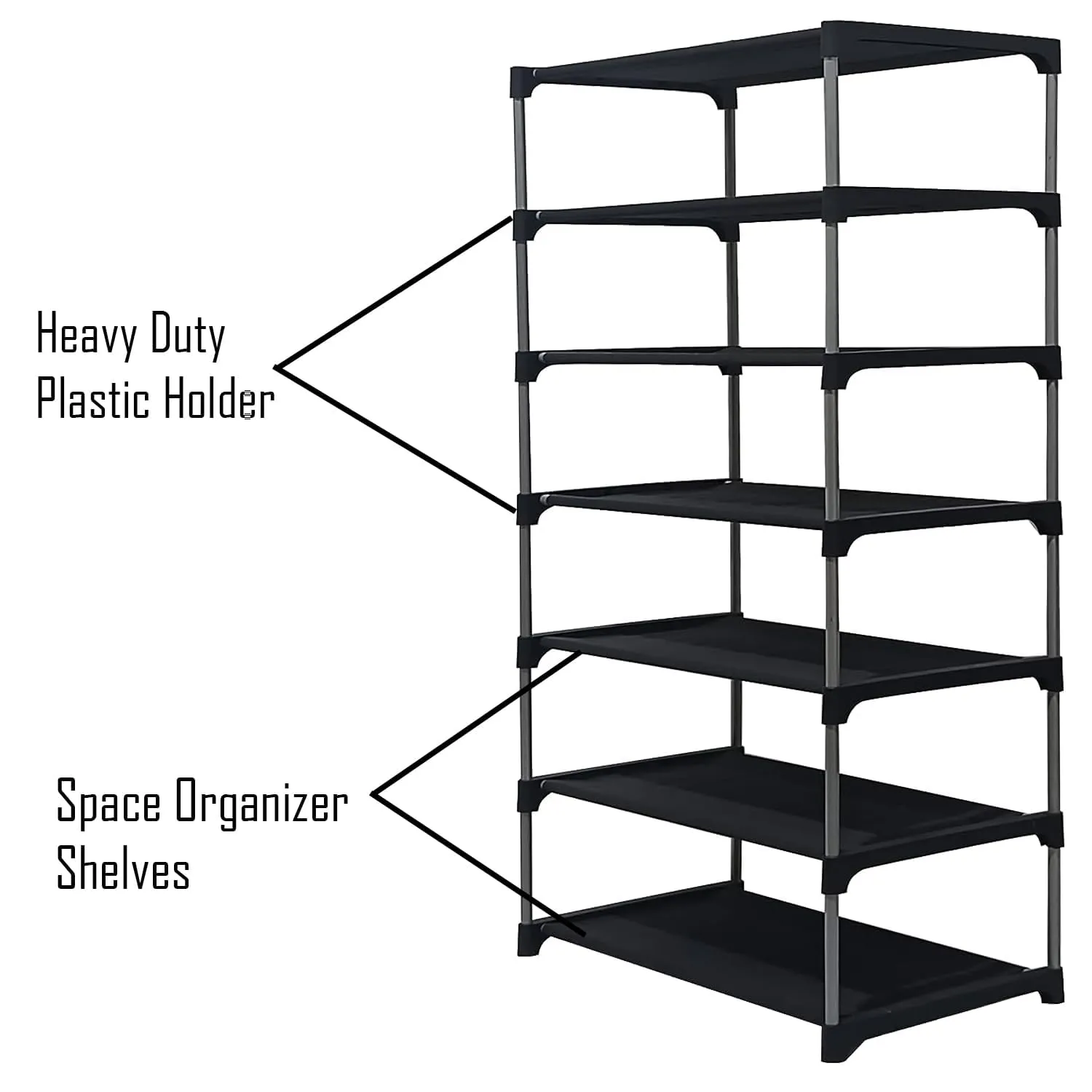 TURBOMAX 6 Layer Shoe Rack Stand for Home Multipurpose Storage Organizer Lightweight, Adjustable & Extendable with Cover (6 Layer Connector (TM), Grey)