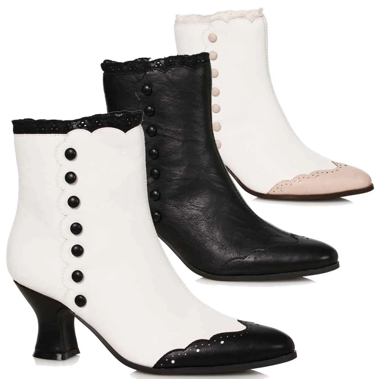 Victoria-253 Victorian Faux Leather Ankle Boots