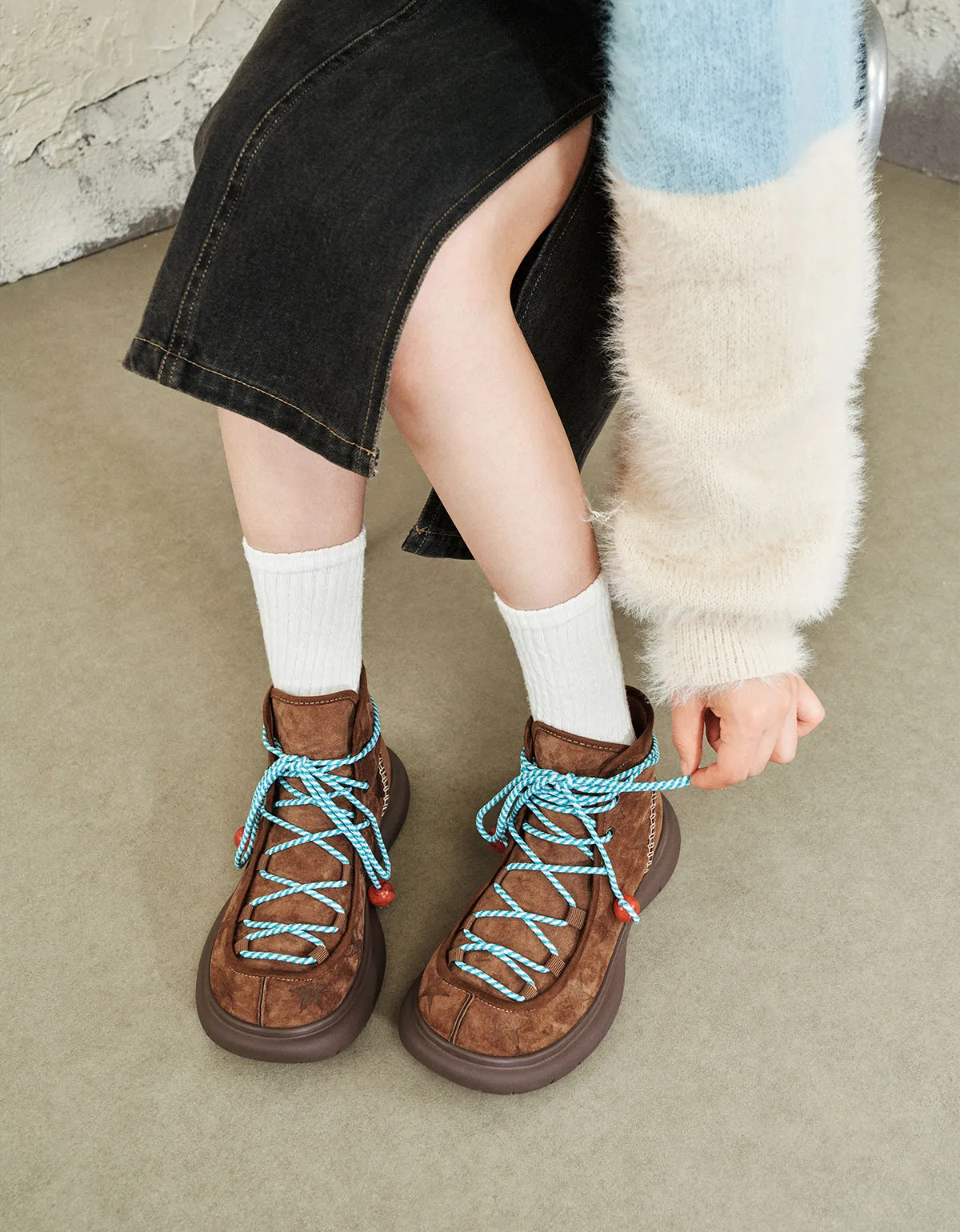 Wide Toe Box Suede Handmade Winter Snow Boots