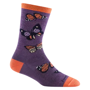 Women's Darn Tough Flutter Crew Lightweight Lifestyle Sock Color: Plum