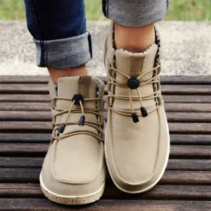 Women's High Top Sneaker Boots, Comfortable Round Toe Drawstring Shoes, Casual Warm Short Boots