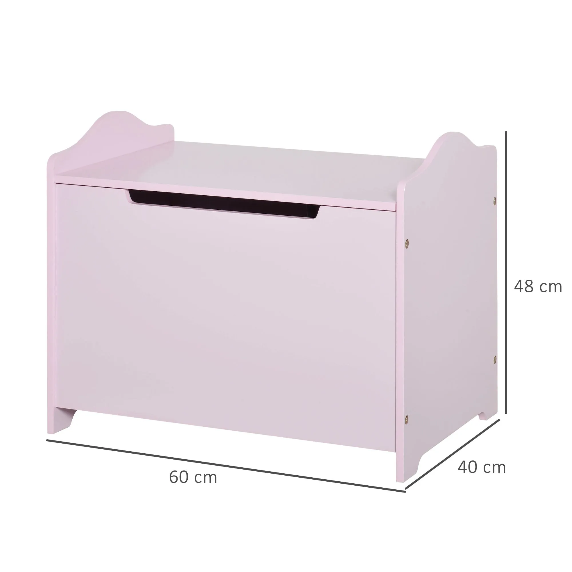 Wooden Kids Children Toy Storage Organizer Chest Safety Hinge Play Room Furniture Pink 60 x 40 x 48 cm