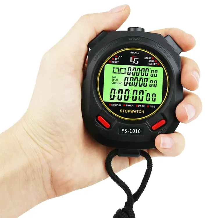 YS 3 Rows Display Luminous Stopwatch Timer Training Referee Stopwatch, Style: YS-1010 10 Memories